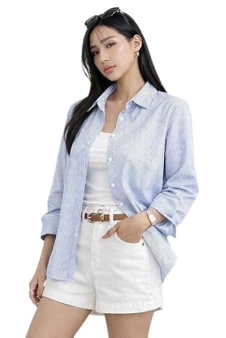Women’s Blue Striped Casual Shirt – Stylish Everyday Wear