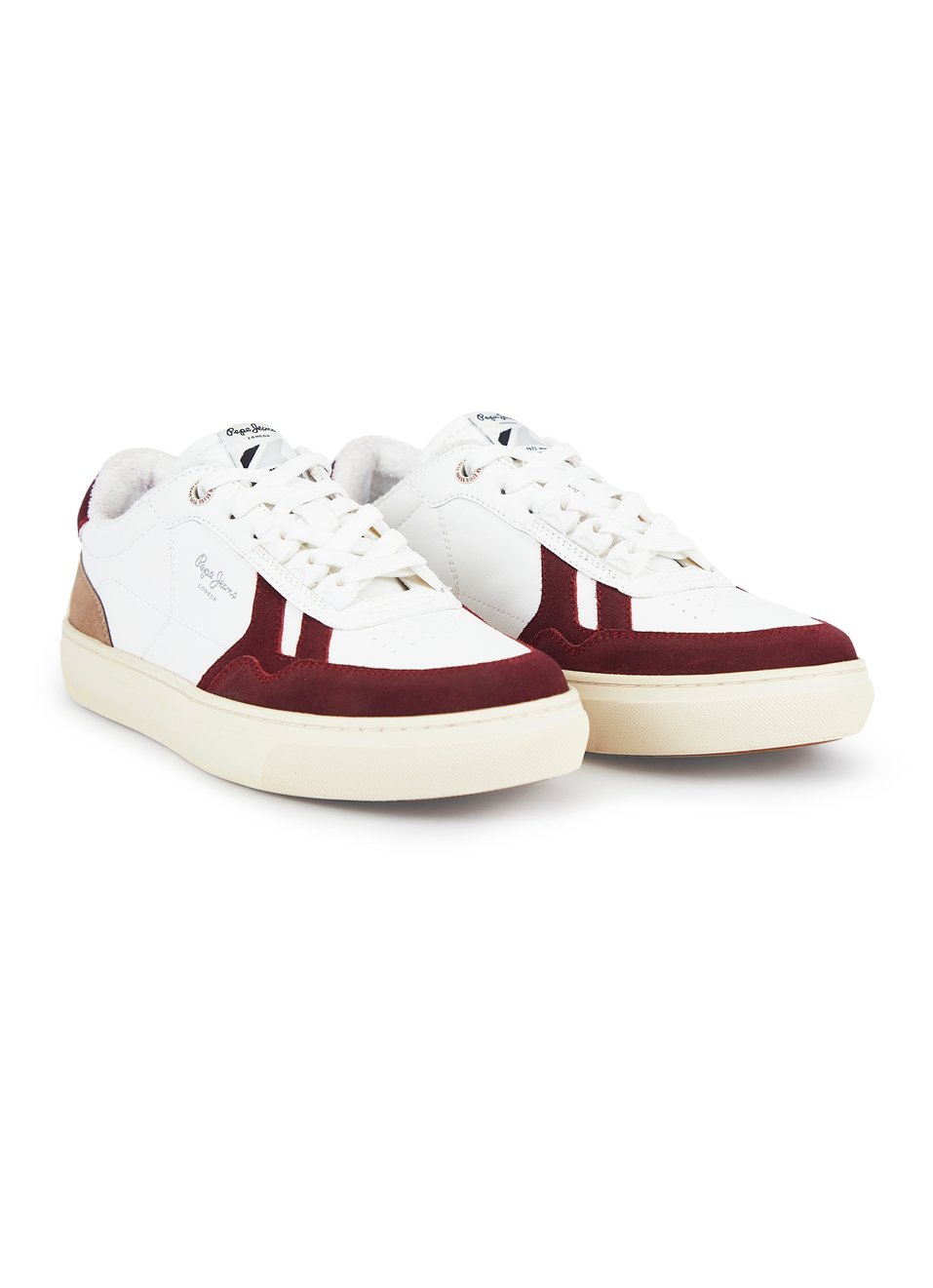 White & Burgundy Casual Sneakers – Stylish Everyday Shoes